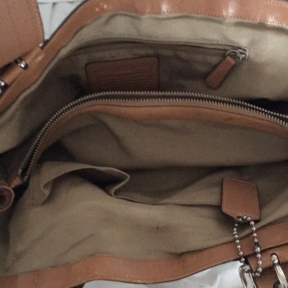 Coach Large Off White Satchel Tote Purse Bag - Picture 7 of 10